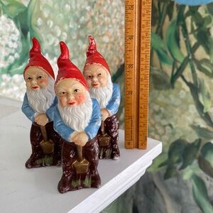 Trio Vintage Ceramic Garden Gnomes